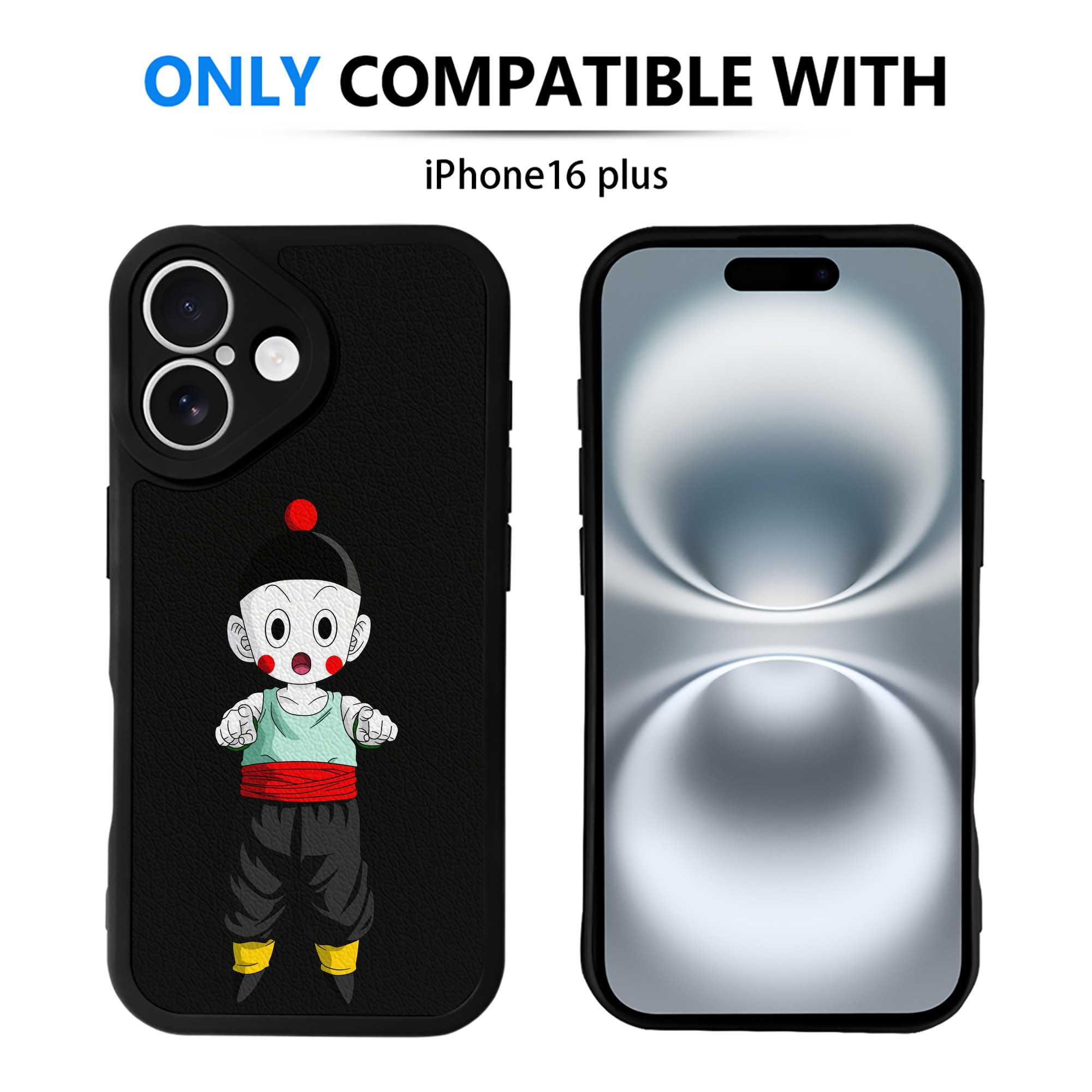 （画像用） ドラゴンボール 餃子（チャオズ）DRAGON BALL Chaoz 【iPhone 16シリーズ対応】シリコンスマホケース（レザー調） 材質：シリコン